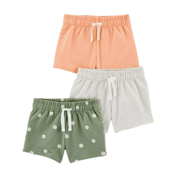 Pantalones cortos Simple Joys de Carter's Girls, paquete de 3 unidades, color verde 5T