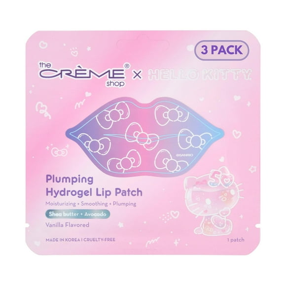 The Crme Shop X Hello Kitty Plumping Hydrogel Lip Patch, Máscaras De Labios Para Labios Secos, Máscara Hidratante Para Labios, Cuidado Nutritivo De Labios, Edición Limitada Del 50 Aniversario (Paquete