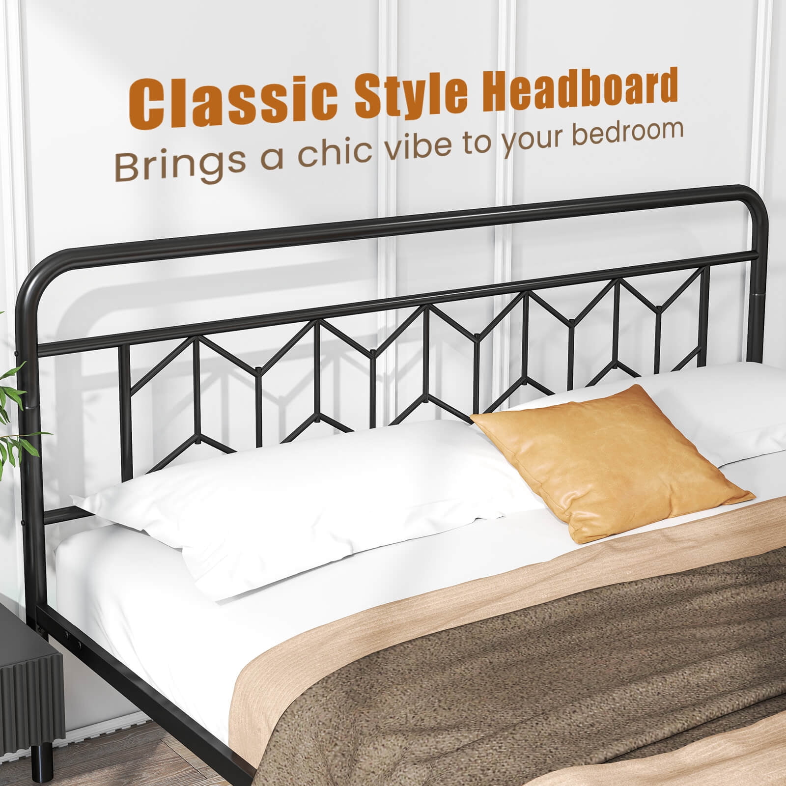 Infans King Size Bed Frame Mattress Foundation w/ Headboard 12.5" Under-bed Storage