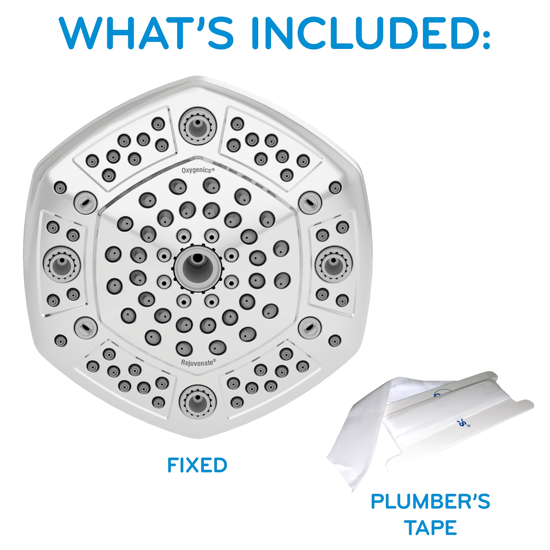 Oxygenics Rejuvenate Chrome Fixed Shower Head with 8 Settings and 4.75-Inch Spray Face