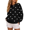 thumbnail image 3 of Women Sweatshirt Sevevn Crew Neck Oversized Fit Soft Fleece Heart Print Drop Shoulder Long Sleeve Pullover For Valentine Daily Street Casual Wear, 3 of 8