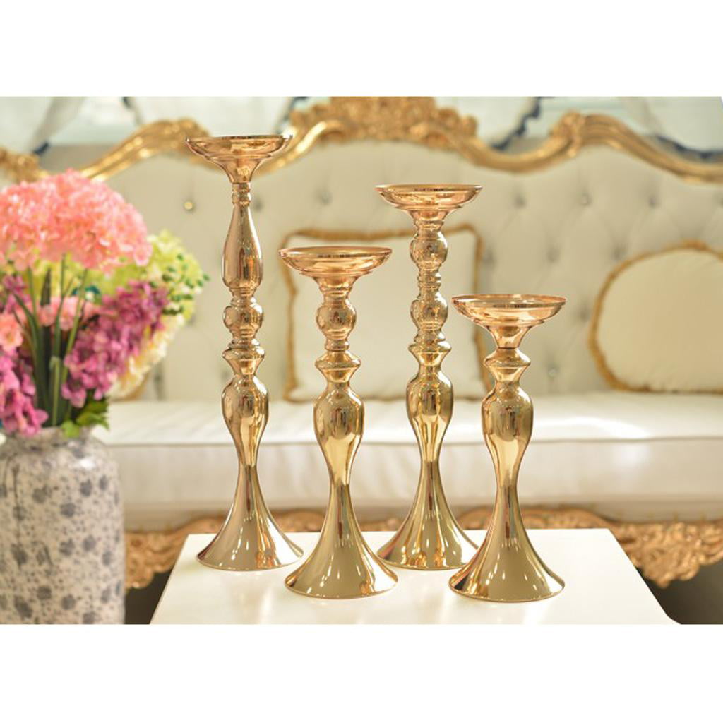 Long Stand Metal Candle Tea Light Holder Candlestick Flower Vase Gold-S 