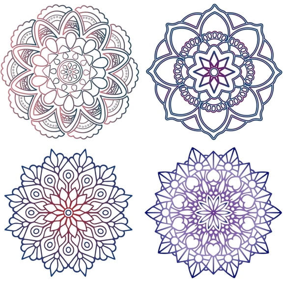 4 Styles Mandala Window Clings Non Adhesive Static Flower of Life Sliding Door Sticker Waterproof Spring Window Film Prevent Birds from Hitting Bedroom Bathroom Decals Home Decorations for DIY
