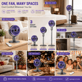 thumbnail image 4 of USB Rechargeable Floor Fan, Purple Oscillating Quiet Cooling Fan, Adjustable rate Standing Fan, Portable Low Noise Air Circulator for Home Bedroom Office Outdoor Camping Summer Use, 4 of 14