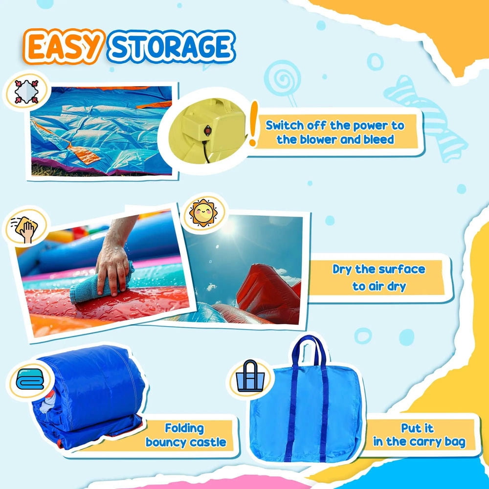 Topcobe 5-in-1 Inflatable Bounce House with Slide, Climbing Wall, Water Gun, and More, Inflatable Water Slide for Kids with 2 Min. Inflation, Kids Bounce House for Kids Backyard Activity