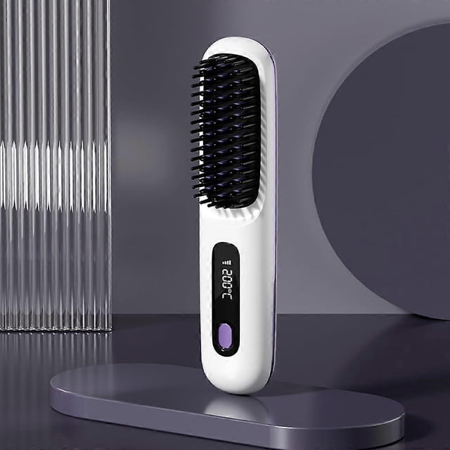 Cepillo alisador de cabello inalámbrico con tecnología iónica antiestática, recargable por USB, 2 en 1 para todo tipo de cabello.
