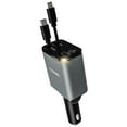 thumbnail image 1 of Cargador de coche Flexino retráctil 69W de carga rápida USB-C gris, 1 of 6