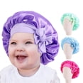 thumbnail image 2 of Gorro de seda con cinta de leche para niños, gorro de dormir de satén para bebé, gorro de ducha anudado, 2 of 6