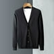 thumbnail image 4 of Suéter de hombre, cárdigan informal de negocios, cuello en V, suéter de color sólido, abrigo, suéter de primavera y otoño para hombre, entrega de una pieza para hombre, 4 of 5