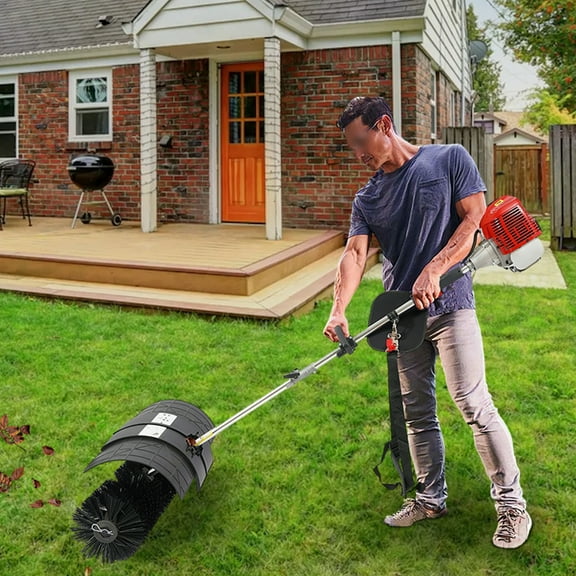 Peakora 52cc 2-Stroke Hand Held Sweeper 8,500rpm 2.3hp Artificial Grass Brush with 20.47in Wide Nylon Brush Gasoline Powered Broom with 33.82oz Visual Tank Fuel Lawn Sweeper 1.7kw