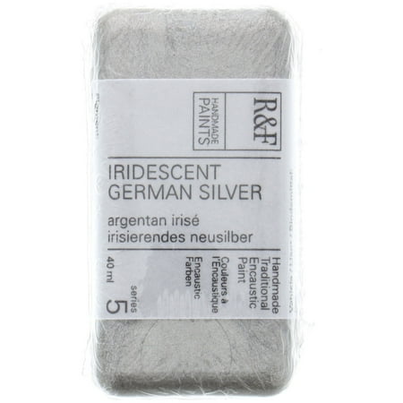 UPC: 0836943000827 | R&F Handmade Paints Encaustic Paint Cake  40ml  Iridescent German Silver