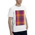 thumbnail image 2 of Bingfone Purple Yellow Buffalo Plaid Men'S Loose Fit Short-Sleeve Pocket T-Shirt, 2 of 7