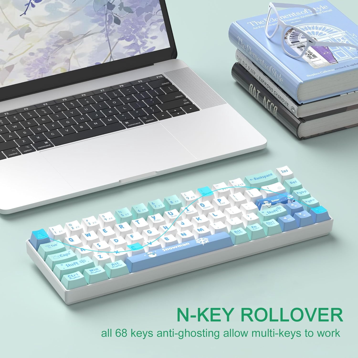 MageGee MK-Box 60% Gaming Keyboard German QWERTZ Layout, Hot-Swappable Compact Wired Mechanical RGB Keyboard with EVA Damping Foam