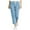 Blue, variant on Fesfesfes Women Pant casual drawstring elastic waist cotton linen nine-quarter pants