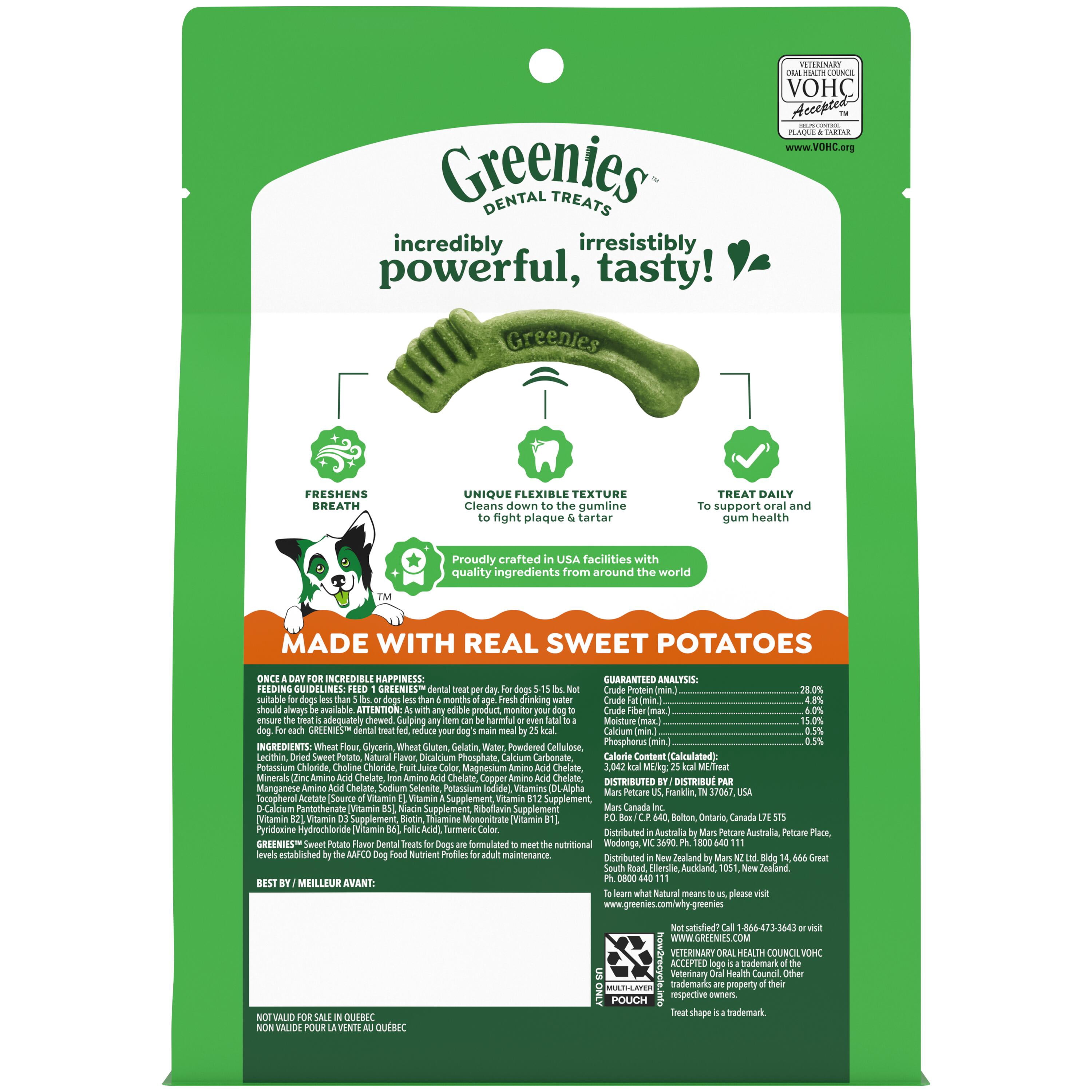 Greenies Teenie Natural Dog Dental Treats, Sweet Potato Flavor, 12 oz Pack (43 Treats)