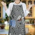 thumbnail image 6 of Gray Boho Tribal Feathers Pattern Apron-Garden Aprons for Women with Pockets-Cotton Linen Waterproof Kitchen Cooking Gardening Aprons Adjustable for Kitchen,Cooking,BBQ and Salon 33x27 Inch, 6 of 7