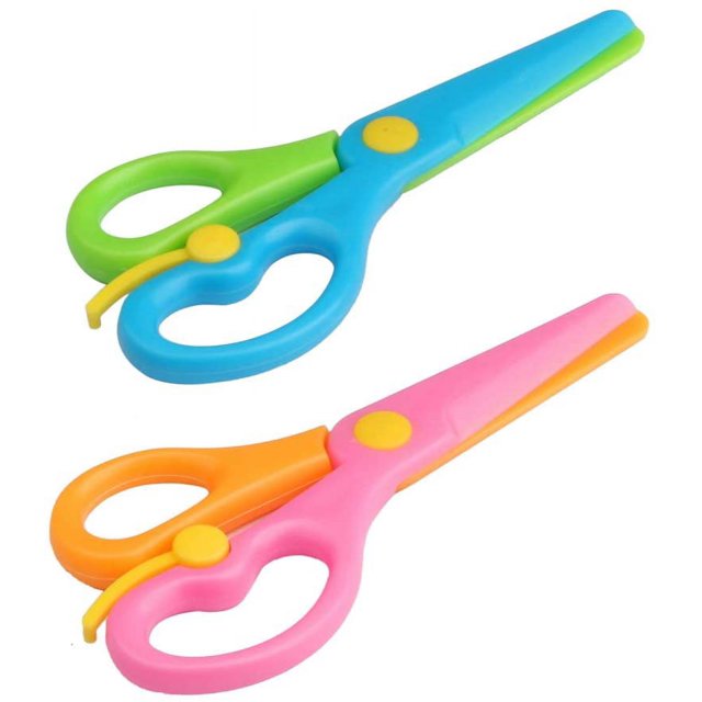 3 tijeras de seguridad de plástico, tijeras de entrenamiento para niños, tijeras de entrenamiento preescolar, tijeras de corte de papel de seguridad coloridas para suministros de manualidades Ormromra CZBG-ZH99