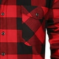 thumbnail image 7 of Flannel Plaid Shirts for Men Sherpa Lined Casual Button Up Shackets Jackets Long Sleeve Fitted Tops with Pocket (XL, Red), 7 of 7
