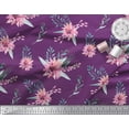 thumbnail image 2 of Soimoi Purple Heavy Canvas Fabric Leaves & Chrysanthemum Floral Print Fabric by the Yard 58 Inch Wide, 2 of 3