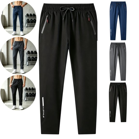 Clossjun Quick Drying Pants for Men Casual Breathable Lightweight Athletic Pants for Hiking Camping Slim Fit Trousers With Pockets S