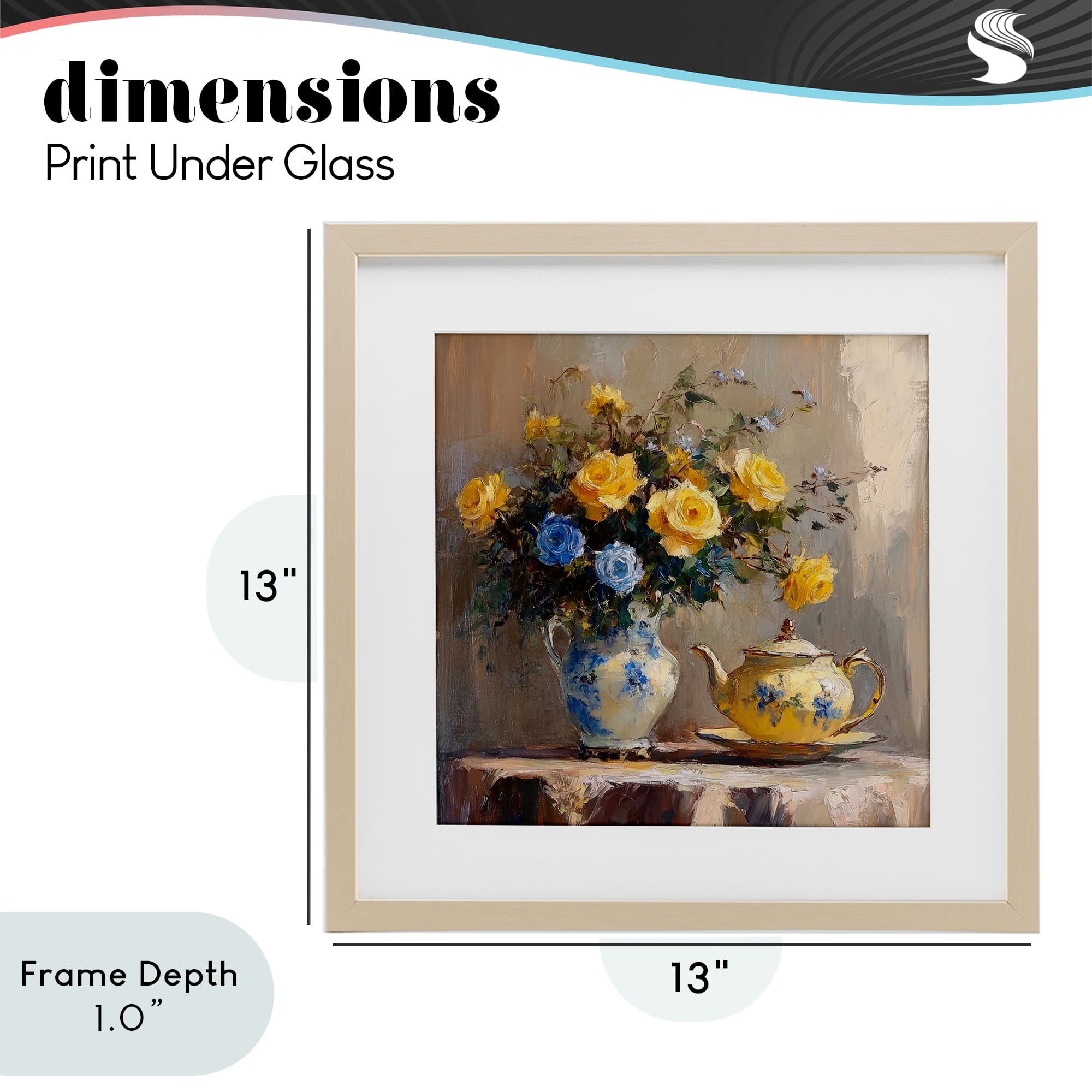 Stupell Industries Tea Time Blue & Yellow Bouquet Birch Framed Print Under Glass, design by Petal Prints Design