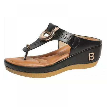 

Casual Wedge Roman Sandals for Women Comfortable PU Leather Clip Toe Summer Beach Sandals Ladies Bohemia Platform Slippers