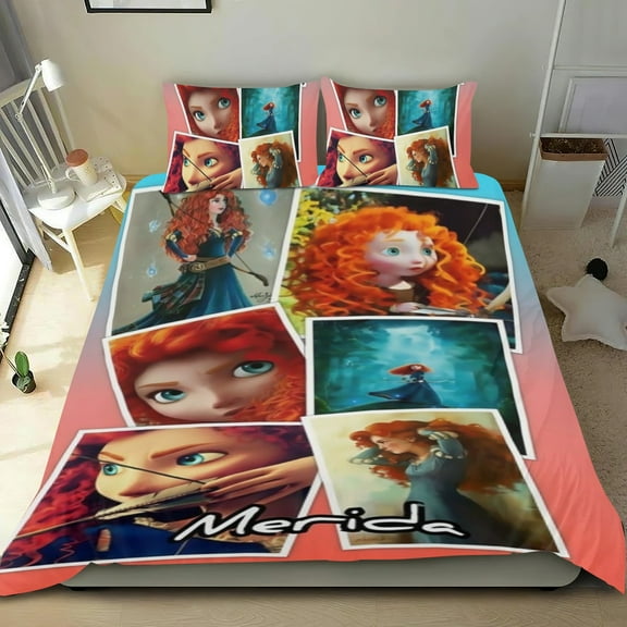 3 Piece Bedding Set For Brave Princess Merida Comforter Cover Set Duvet Cover Sets Super Soft Teens Kids Bedroom Cute Gifts Twin