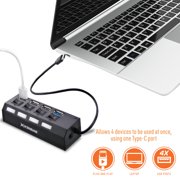4 Port USB Type-C Hub 2.0 with Power Switches