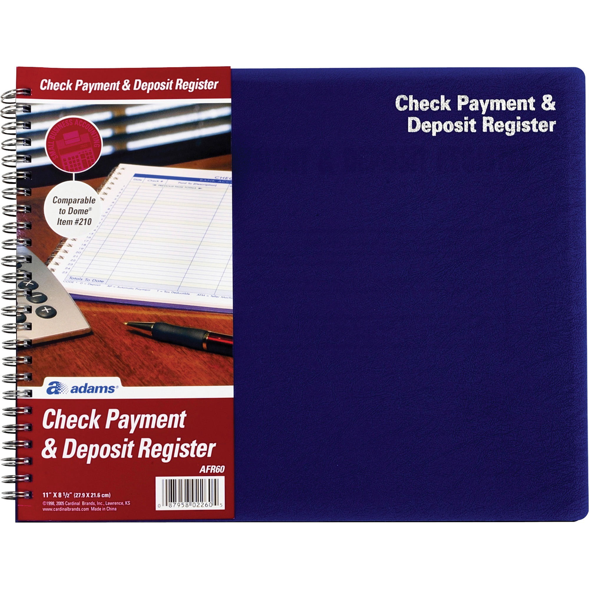44 Pages Adams Check Payment and Deposit Register White AFR60 8-1//2 x 11 5 Pack