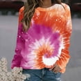 thumbnail image 2 of Savings Womens Tops Casual Long Sleeve Tie Dye Pullover T-Shirts Crewneck Tee Loose Fashion Blouses (M, Orange), 2 of 4