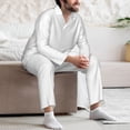 thumbnail image 7 of Naloa White Men’s Pajamas Set - Long Sleeve Button Down Sleep Shirt and Pajama Bottoms Sleepwear Set-Medium, 7 of 7