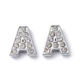 thumbnail image 4 of 20 pc Alloy Initial Slide Charms with Grade A Rhinestones for Personalized Name Necklaces Making Lead Free & Nickel Free Platinum Letter.A 12~13x8~13x4~5mm Hole: 8x2mm, 4 of 4
