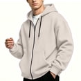 thumbnail image 6 of Eygvbb Men's Full Zip Hoodie Solid Long Sleeve Sweatshirt Jacket Drawstring Hood Front Pocket Loose Fit Fashion Casual Outerwear, 6 of 8