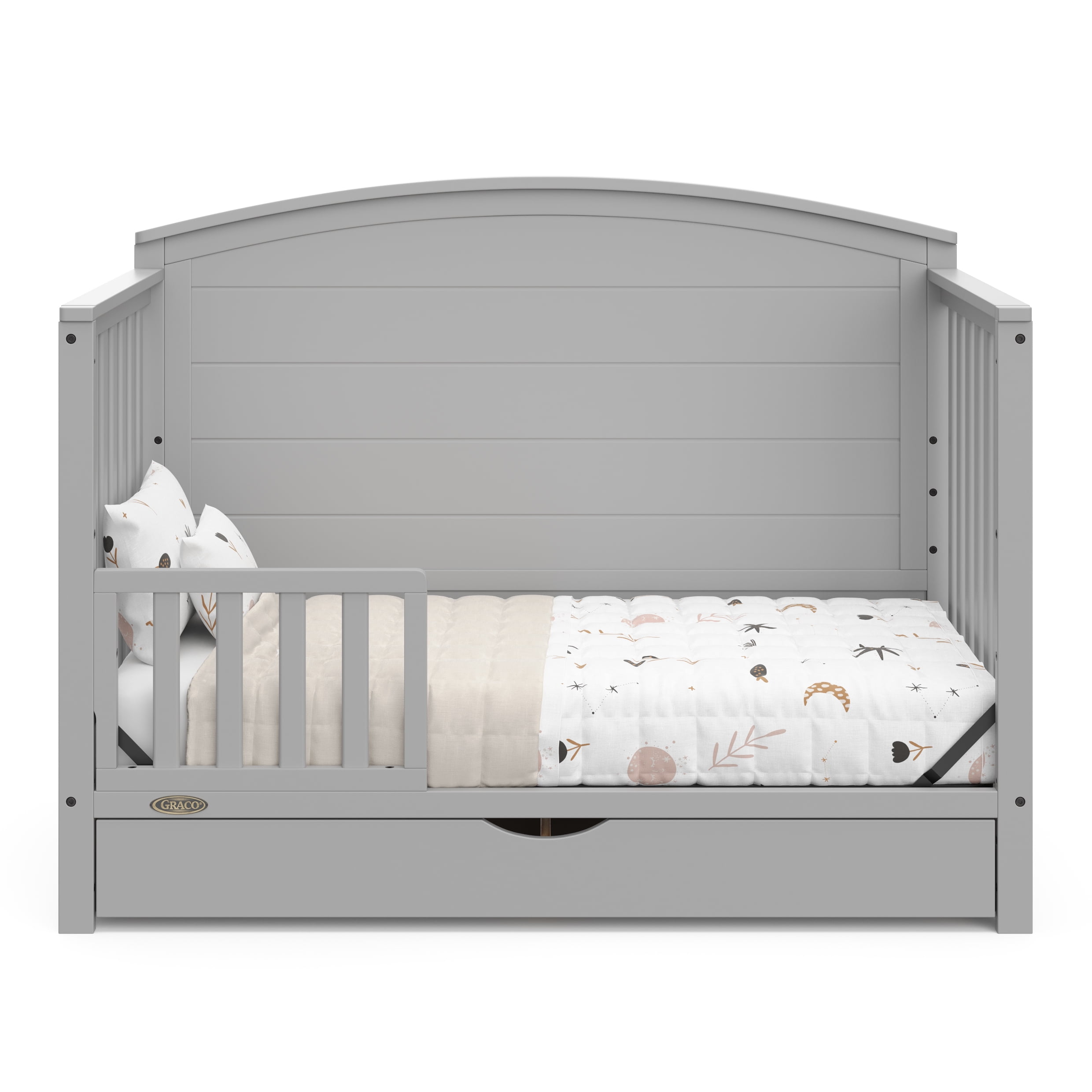 Graco Bellwood 5-in-1 Convertible Baby Crib with Drawer, Pebbe Gray