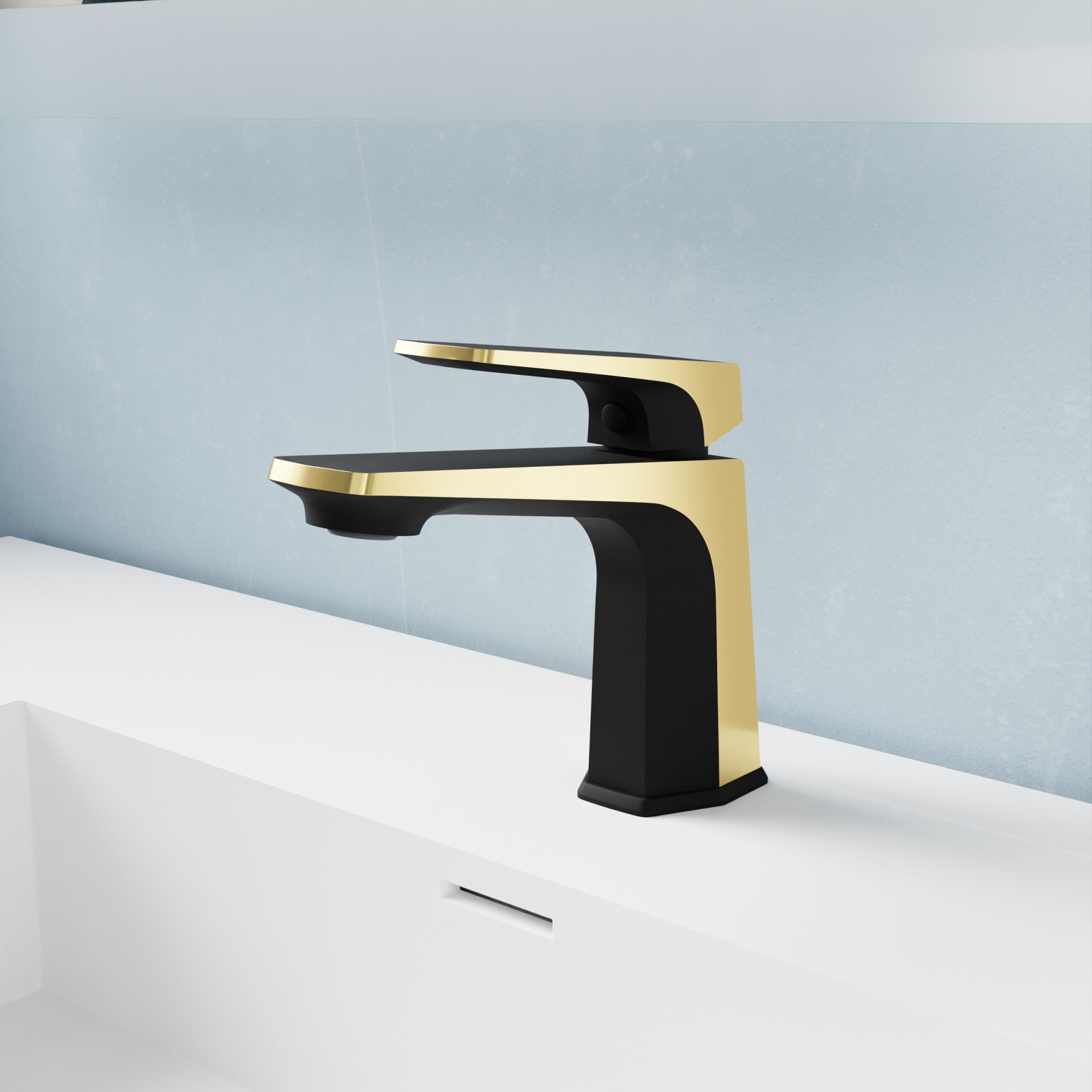 ANZZI Bathroom Faucet with Pop-Up Drain, Single-Handle Single-Hole in Matte Black / Brushed Gold
