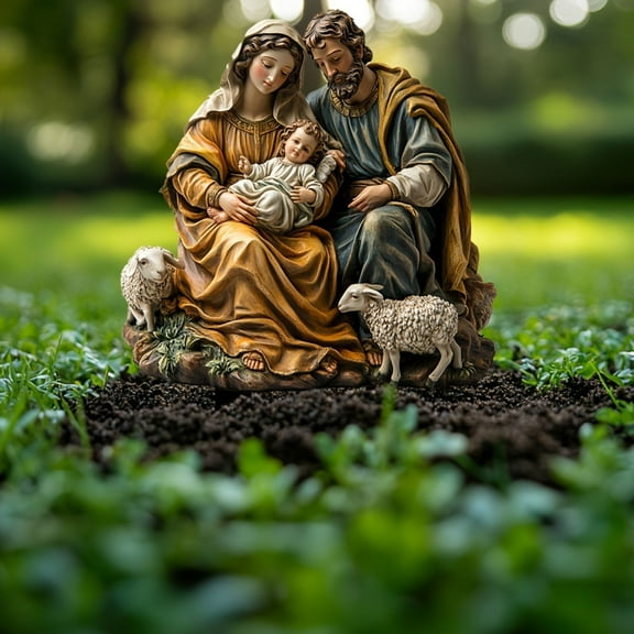 ZZkhGO Nativity Scene Garden Outdoor Ground Plug, LED Lighted Biblical Decoration for Patio Yard, Weather Resistant Acrylic Nativity Set for Holiday Display