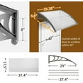 thumbnail image 3 of ZJTER 39"x38" Window Awning Canopy, Polycarbonate Front Door Patio Cover for UV, Rain, Snow & Sunlight Protection, Stylish Brown Panel with Black Bracket, 3 of 9