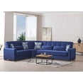 thumbnail image 3 of Ottomanson Origins Convertible Sectional Sofa, Blue Microfiber, 3 of 8