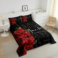 thumbnail image 4 of Red Rose Comforter Set Blooming Floral Botanical Leaf Bedding Set For Women Chic Modern Aesthetic Duvet Insert Valentines Day Gift Romance Theme Bed Set With 2 Pillowcases, King, 4 of 7