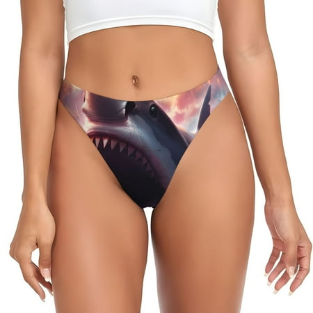 Rateoe Dramatic Shark Attack Pattern Seamless Women Underwear Thongs No Show Ladies Thong No Line Breathable Comfortable Panties Undies for Women-X-Large