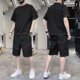 thumbnail image 2 of Ropa de hombre de corte regular, conjuntos deportivos de manga corta, pantalones cortos negros informales, conjuntos de chándal, tendencia 2024, camiseta lisa para hombre, 2 of 4