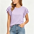 thumbnail image 6 of Admvng Womens Scoop Neck Casual Tops Ruffle Short Sleeve Summer Loose Fit Blouses, 6 of 7