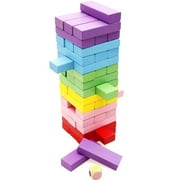 Lewo Wooden Stacking Building Blocks Board Games or Kids Boys Girls Colorful Tower Building Blocks Balancing Puzzles Montessori Toys Family Games - 48 Pieces