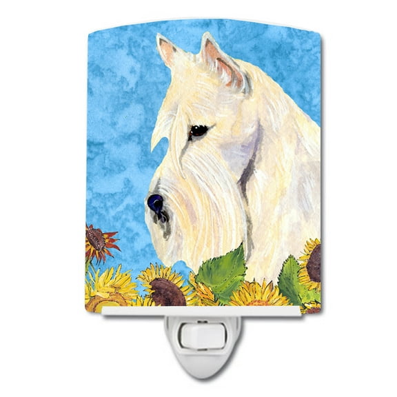 Caroline's Treasures SS4164CNL Scottish Terrier in Summer Flowers Ceramic Night Light, 6x4x3", multicolor