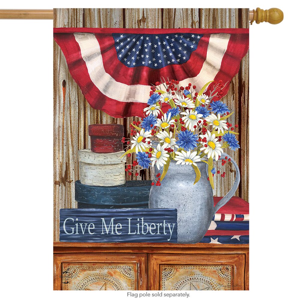 give me liberty primitive house flag patriotic usa 28" x 40" briarwood