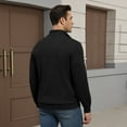 thumbnail image 3 of FEDTOSING Quarter Zip Pullover Sweater Men Vintage Fall V Neck Long Sleeve Polo Fleece Jacket, 3 of 7