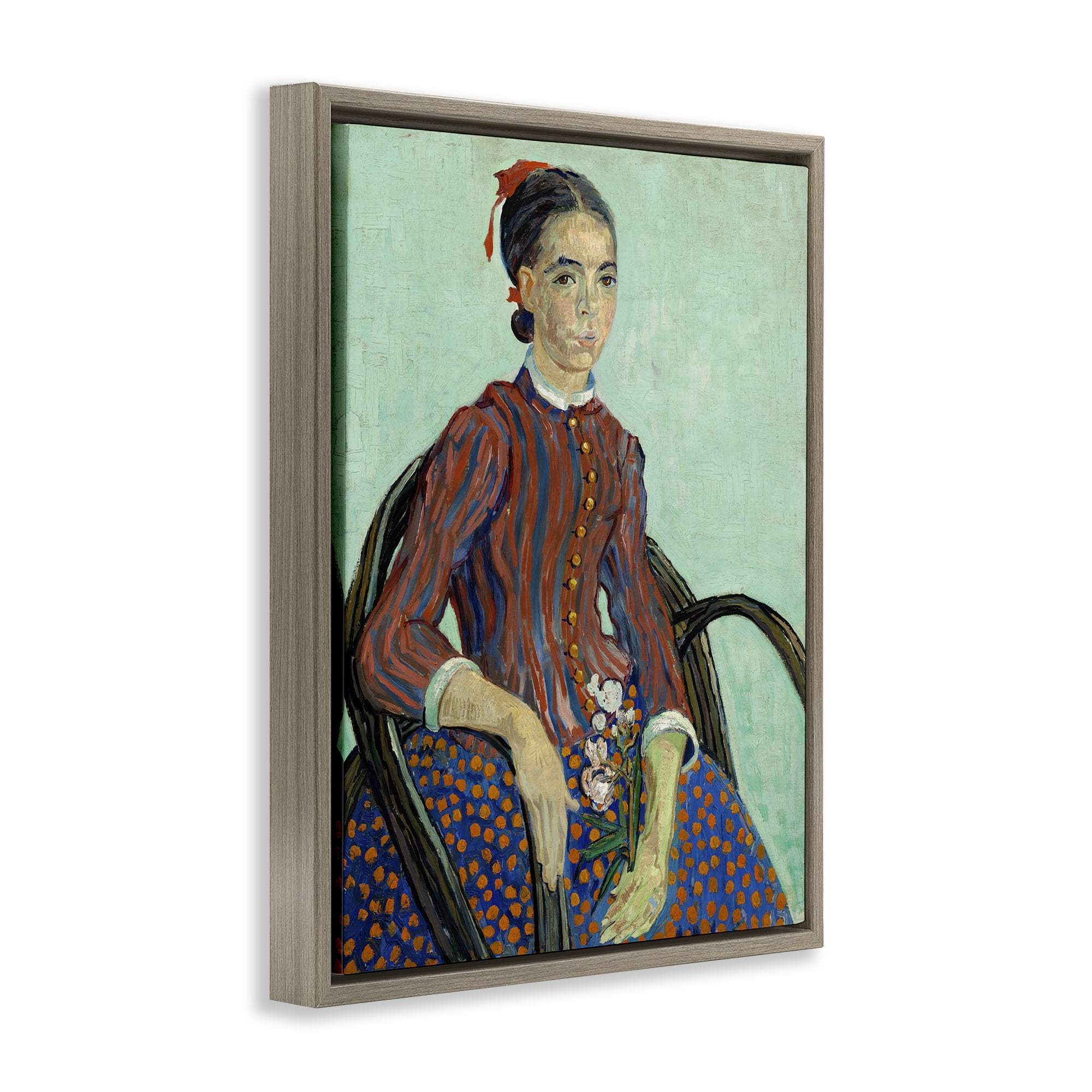 Stupell Industries Van Gogh Lady Mousme People Painting Brown Floater Framed Canvas Art Print Wall Art, 25 x 31