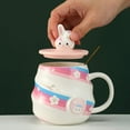thumbnail image 3 of YWC-Ceramic Coffee Cups Rabbit Cute Mug with Lid Gold Spoon, Novelty Morning Milk Cups Anime Tea Mugs Gift 450ML, 3 of 4
