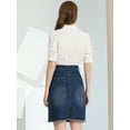 thumbnail image 4 of DARING DIVA Women's Ripped Hem Washed Jeans Denim Skirt XS Deep Blue, 4 of 6