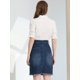 thumbnail image 4 of Falda vaquera Midi Básica Desgastada de Cintura Alta con dobladillo Rasgado y Lavado Para Mujer Azul profundo S, 4 of 5